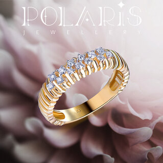 YELLOW GOLD LATTICE RING W/ DIA