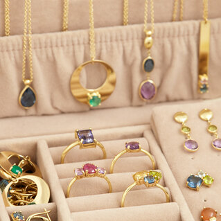 14kt gold Jewelry with natural stones and pearls