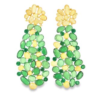 D.R. CUT GEM SET FOR EARRINGS WITH TSAVORITE AND SAPPHIRE FANCY YELLOW