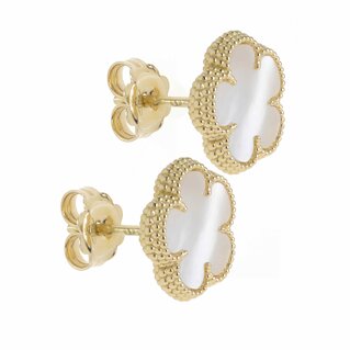 Primula Earrings in yellow gold and mother-of-pearls