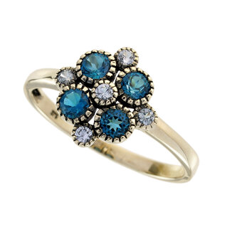 London Blue Topaz White Sapphire Flower Ring (R5880)
