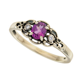 Rhodolite Diamond Solitaire Ring (R5876)