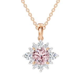 Color Stone- Pink Sapphire  Halo Pendant