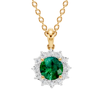 Diana – Pendente in smeraldo con contorno di diamanti
