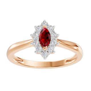 Diana – Anello con rubino marquise e contorno di diamanti