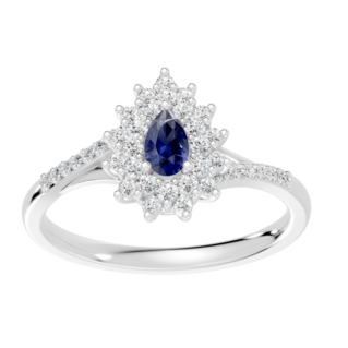 Diana - Anello Halo con zaffiro