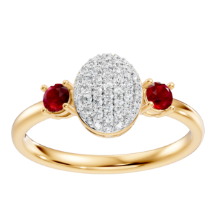 Magical Spark -Anello a grappolo con rubini radiosi