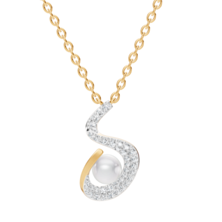 Sea Bloom-Pendente a S-Curve con Perla Radiante