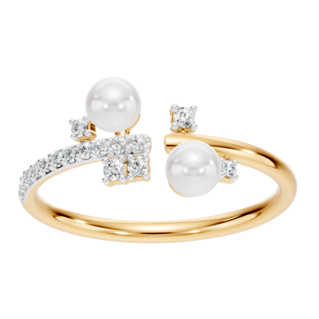 Sea Bloom-Anello Aperto con Perla Radiante