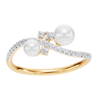 Sea Bloom-Anello a Onda con Perla Radiante