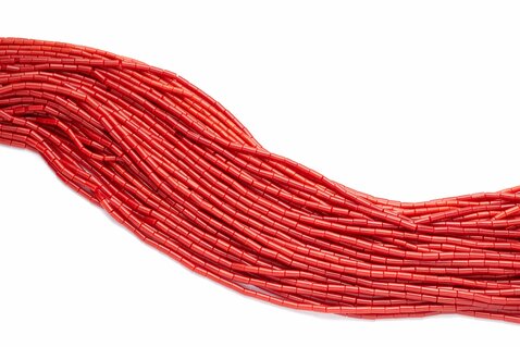 Natural Red Coral with Tube Cut