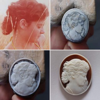 Ritratti su Cammei in Conchiglia Sardonica Realizzati su Misura