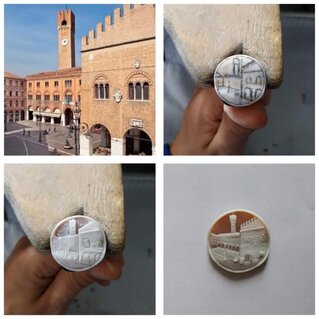 Cammeo Personalizzato con Veduta di Trieste in Conchiglia Sardonica