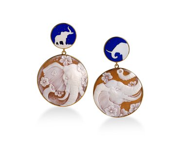 Orecchini in Argento 925 con Cammei Naturali e Mosaici a Tema Animale — Collezione SAFARI