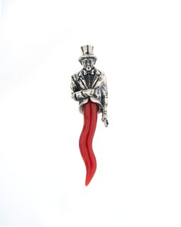 925 Silver Pendants with Natural Red Coral and Scaramantic Symbols — SCARAMANTICA Collection