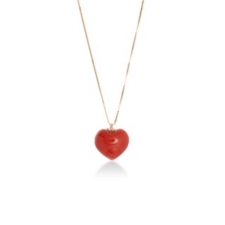 Natural Red Coral Heart Necklace