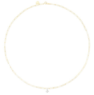 Collana catena forzatina e diamante in oro giallo 18kt