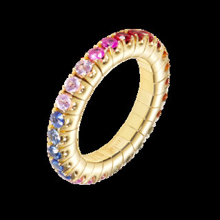 18kt elastic tennis ring with 1.50ct multicolor sapphires
