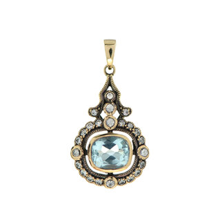 Blue Topaz White Sapphire Pendant (P3149)