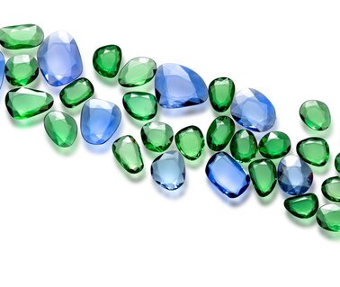 DOUBLE ROSE CUT Set for bracelet in Tzavorite and Tanzanite