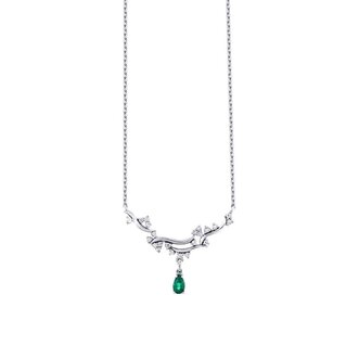 0.46 Ct.  Diamond Emerald Necklace