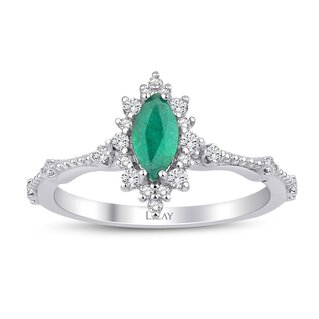 0.60 Ct. Diamond Emerald Ring