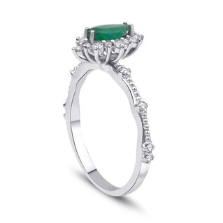 0.60 Ct. Diamond Emerald Ring