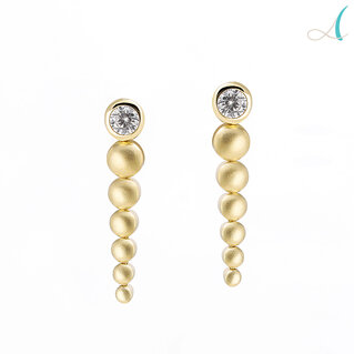 Silver CZ Earrings with White CZ and Gold Plating
