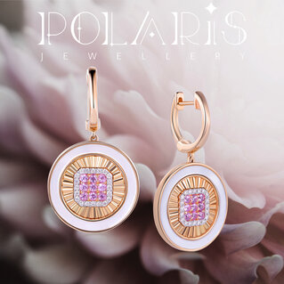 ROSE GOLD ROUND STATEMENT EARRINGS W/ SHELL & PKSA & DIA