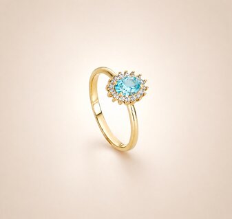 Anello Kate con zircone acquamarina