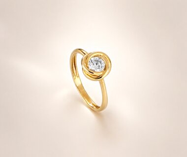 Anello solitario con zircone bianco