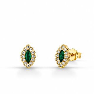 Orecchini Navette con zircone verde