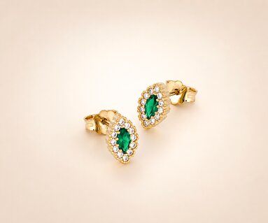 Orecchini Navette con zircone verde
